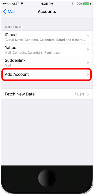 Apple iOS - Add Account