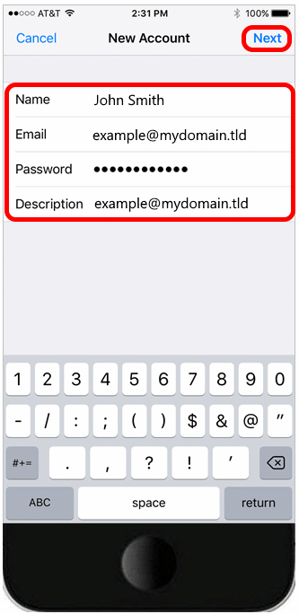 Apple iOS - Name & Email Address